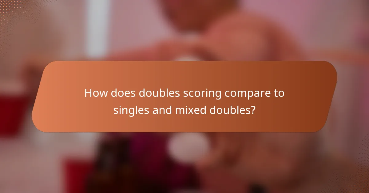 How does doubles scoring compare to singles and mixed doubles?