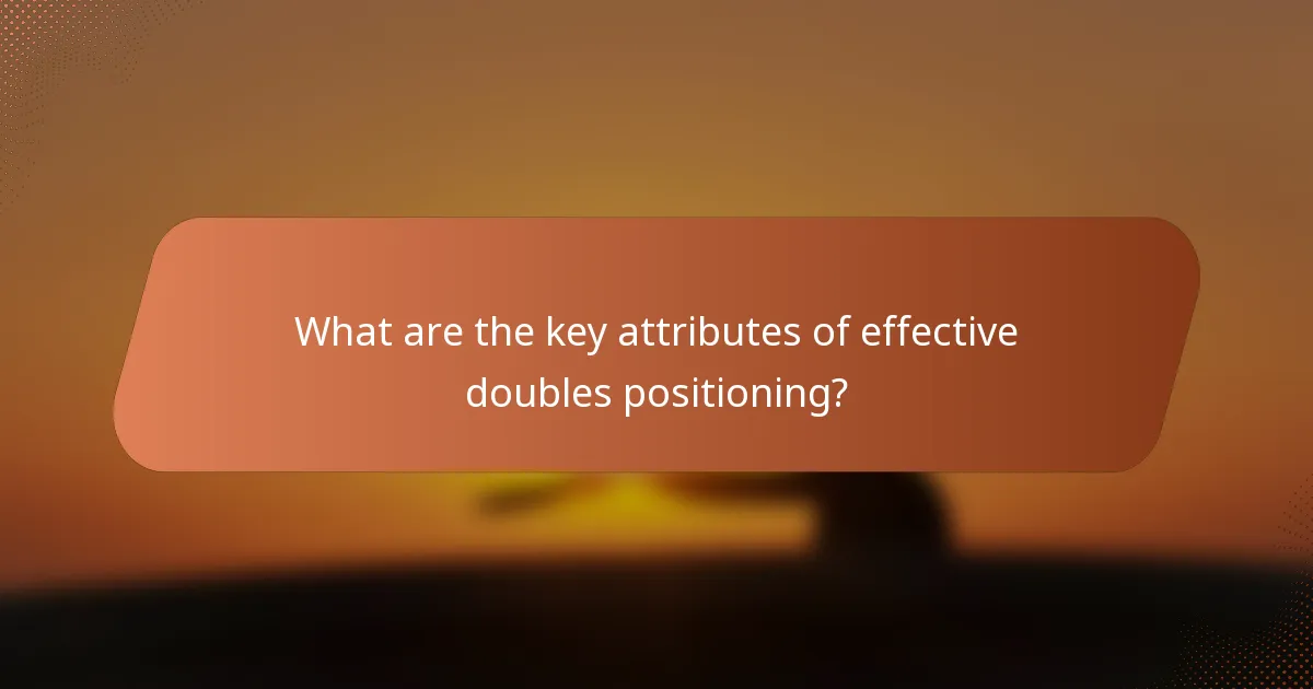 What are the key attributes of effective doubles positioning?